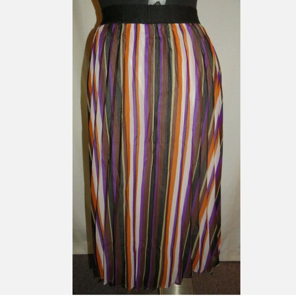 Ashley Stewart Women's Multi Striped Pull On Midi Skirt Plus Size 26-28 - Picture 7 of 7